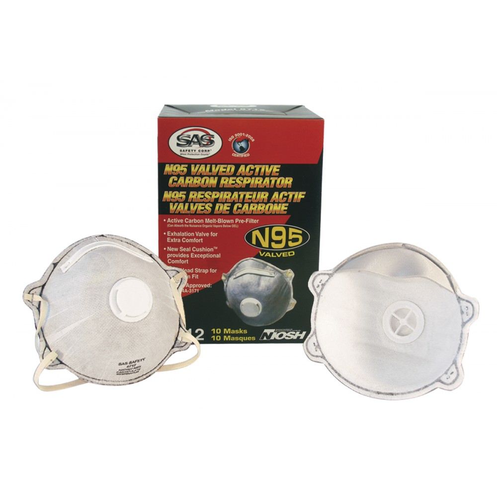 Sas Safety N95 Valve Activated Carbon Respirator 8712 Box Of 10