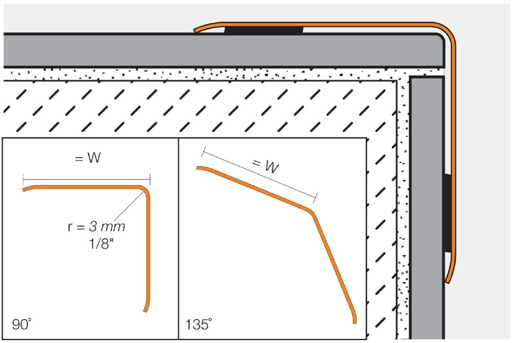 Eck K Metal Corner Tile Edging Trim - Stainless Steel V2A