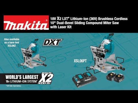 Makita XSL06PT 18V x2 LXT Lithium-Ion (36V) Brushless Cordless 10  Dual-Bevel Sliding Compound Miter Saw with Laser Kit (5.0Ah)